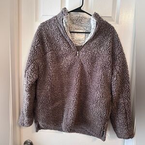 Altar’d State Sherpa Quarter Zip Pullover Brown/tan Size Small Cozy Fleece